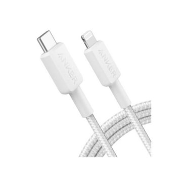 Anker A81B5H21-1 3 ft. Braided USB-C to Lightning Cable, White