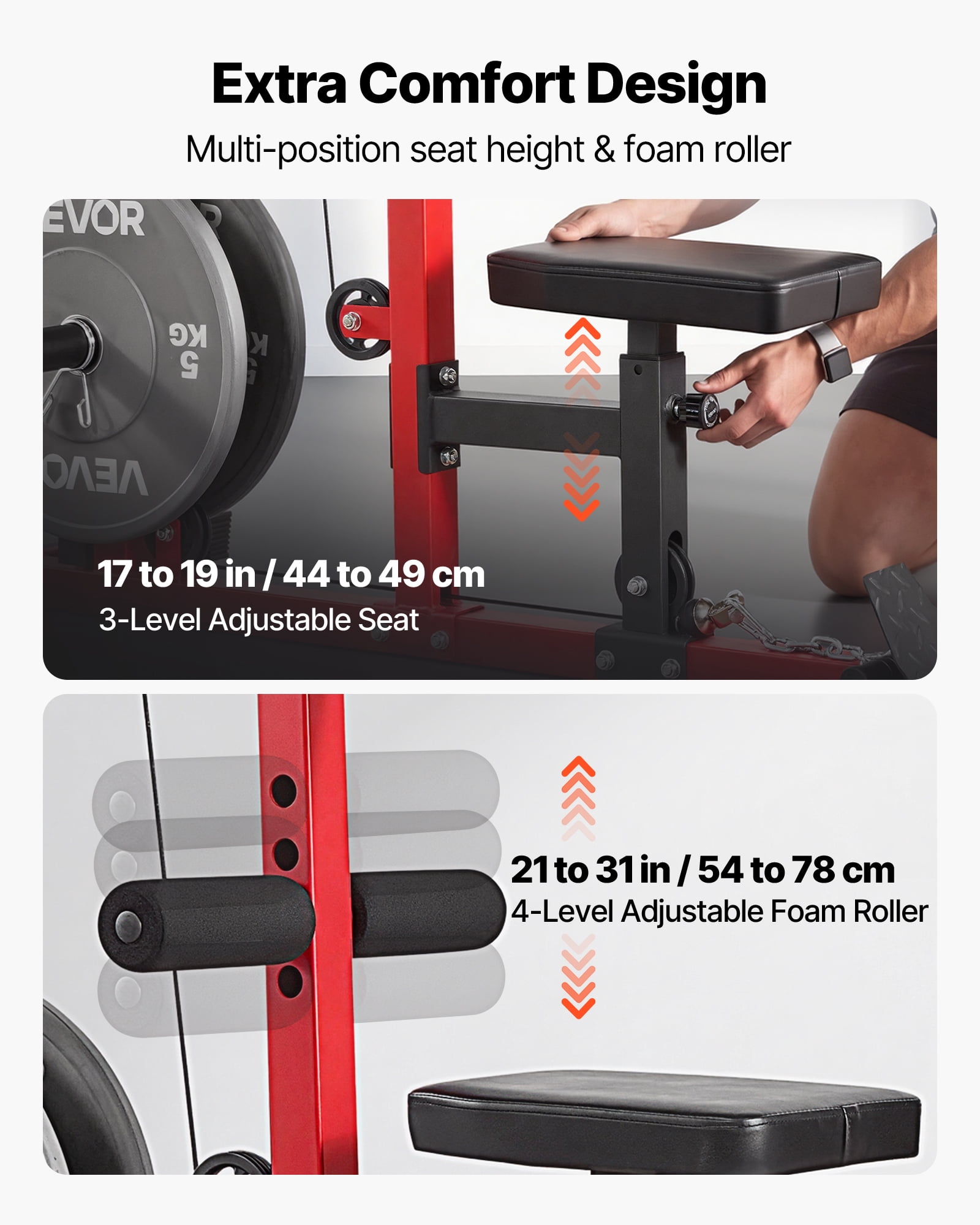 VEVOR LAT Pull Down Machine, 3-in-1 Row Cable Machine, Cable Machines Home Gym with 3-Level Adjustable Seat, 4-Level Adjustable Foam Roller, Load 400 lbs Lat Tower for Back, Chest, Tricep, Black