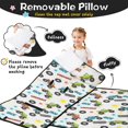 thumbnail image 3 of Monster Cartoon Truck Gray Pattern Teens Toddler Nap Mat with Pillow, Sleeping Mat Bag for Preschool Daycare 59"x22", 3 of 6