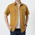 thumbnail image 2 of Migroa Mens Short Sleeve Button Down Shirts Work Casual Button up Relaxed Fit Summer Shirt with Two Pockets Yellow 5Xl, 2 of 4