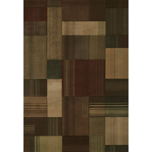 Designer Home Angles Area Rug 510-26659 Transition Toffee Panels Blocks 2' 7" x 7' 4" Rectangle
