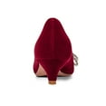 thumbnail image 4 of FSJ Women Shiny Metal Bowknot Pointed Toe Pumps Slip on Kitten Low Heels Elegant Wedding Dressy Work Shoes Size 10.5 Dark Red, 4 of 4