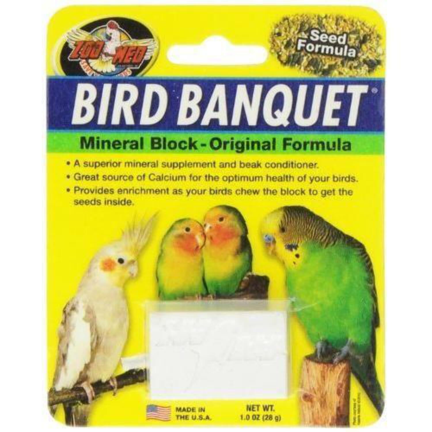 Zoo Med Bird Banquet Mineral Block Original Seed Formula Food 1 oz. 3-Pack