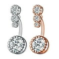 thumbnail image 1 of EeaseMX 2 piercings para el ombligo con incrustaciones de circonitas y hebillas para el cuerpo para niñas y mujeres (plata y oro rosa), 1 of 7