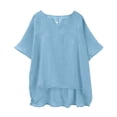 thumbnail image 7 of Cotton Linen Shirts for Women Boho Loose Tunic Blouse Summer 2026 Casual Comfy Crewneck Gauze Tops Beach Shirt, Sky Blue 3XL, 7 of 7