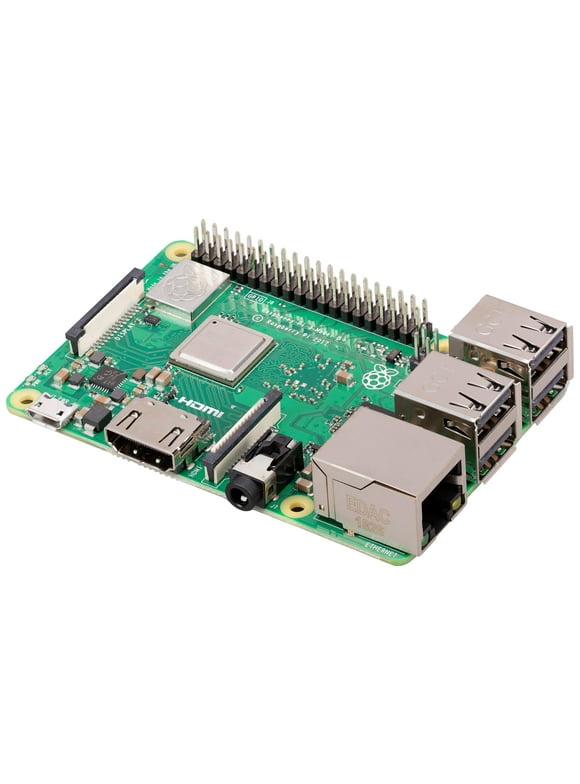 Raspberry Pi 3 Model B+ with 1.4GHz 64-bit quad-core processor, dual-band wireless LAN, Bluetooth 4.2/BLE, faster Ethernet, and Power-over-Ethernet support
