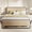 Beige, variant on Amolife Full Size Platform Bed Frame, Upholstered Bed with Fabric Curved Headboard & Footboard, No Box Spring Needed, Beige