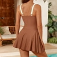 thumbnail image 6 of ZQGJB Women One Piece Swimsuit Tummy Control Swim Dress Scoop Neck Color Block Modest Bathing Suit Retro Swim Suit Skirt(Coffee,XXL), 6 of 7
