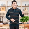 thumbnail image 4 of Suéter de hombre de manga larga con forro polar de invierno grueso de 40 a 50 años de edad falso de dos piezas Suéter de hombre para personas de mediana edad y mayores, 4 of 5