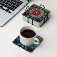 thumbnail image 4 of BaHomeck Drink Coasters Set Of 6 With Holder Colorful Paper-Cut Style Mandala Made Of Leaves And Flowers Water Absorbent Ceramic Coasters Tabletop Protection,Suitable For Various Cup,Home Decor, 4 of 4