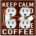 thumbnail image 1 of Metal Light Switch Wall Plate Outlet Cover (Keep Calm And Make Coffee Brown - Double Duplex), 1 of 2