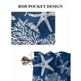 thumbnail image 6 of Navy Blue Coastal Bathroom Window Curtain, Nautical Beach Starfish Coral Summer Light Filtering Coffee Kitchen Curtains, Bedroom Living Room Curtains 2 Panel 84"x63", 6 of 6