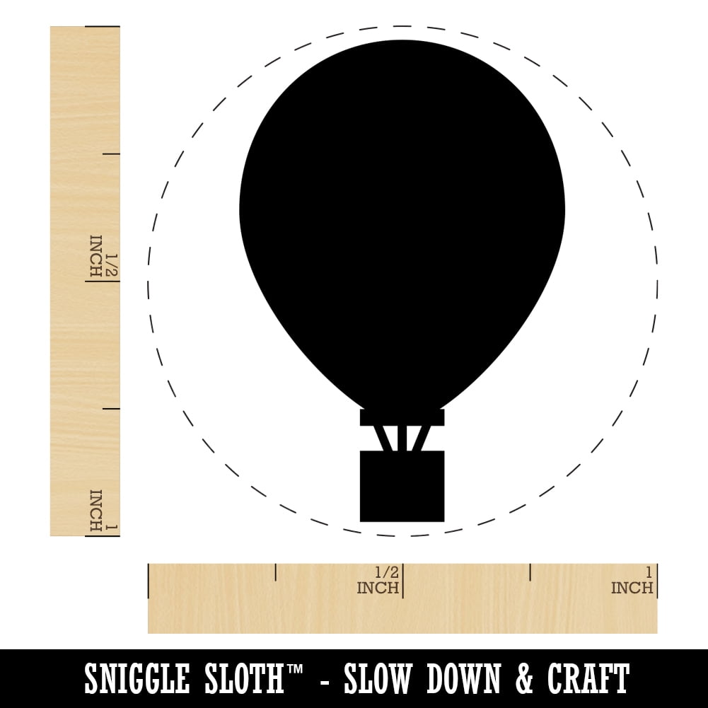 Hot Air Balloon Solid Self-Inking Rubber Stamp Ink Stamper - Yellow Ink - Medium 1 Inch