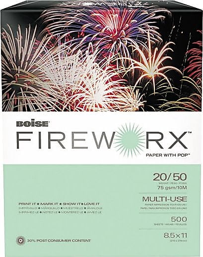 500 Sheets 8.5 x 11 MP2201-CY Boise Fireworx Color Copy/Laser Paper - 2-Pack Crackling Canary 20 lb Letter Size 