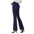 thumbnail image 3 of ZUTY 32" Yoga Dress Pants Women Flare Bootcut Leggings Stretch Office Business Casual Work Pants Belt Loops 4 Pockets navy blue S, 3 of 7
