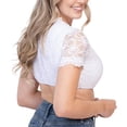 thumbnail image 4 of Blusa de encaje para mujer - Manga corta blanca - Blusa elegante para mujer transparente y opaca (XXL), 4 of 4