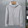 thumbnail image 3 of Mdesiwst Hooded Long Sleeve Pockets Sunscreen Jacket Zipper Placket Solid Color Men Thin Ice Silk Fishing Coat Daily Clothing, 3 of 6