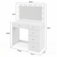 thumbnail image 6 of Ember Interiors Nadia Makeup Vanity Desk with 12 LED Lights, 5 Drawers, USB Charging Station, and Stool, White, 6 of 6