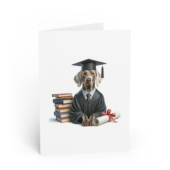 DistinctInk Greeting Card / Note Card - Weimaraner Graduation - PACK of 50
