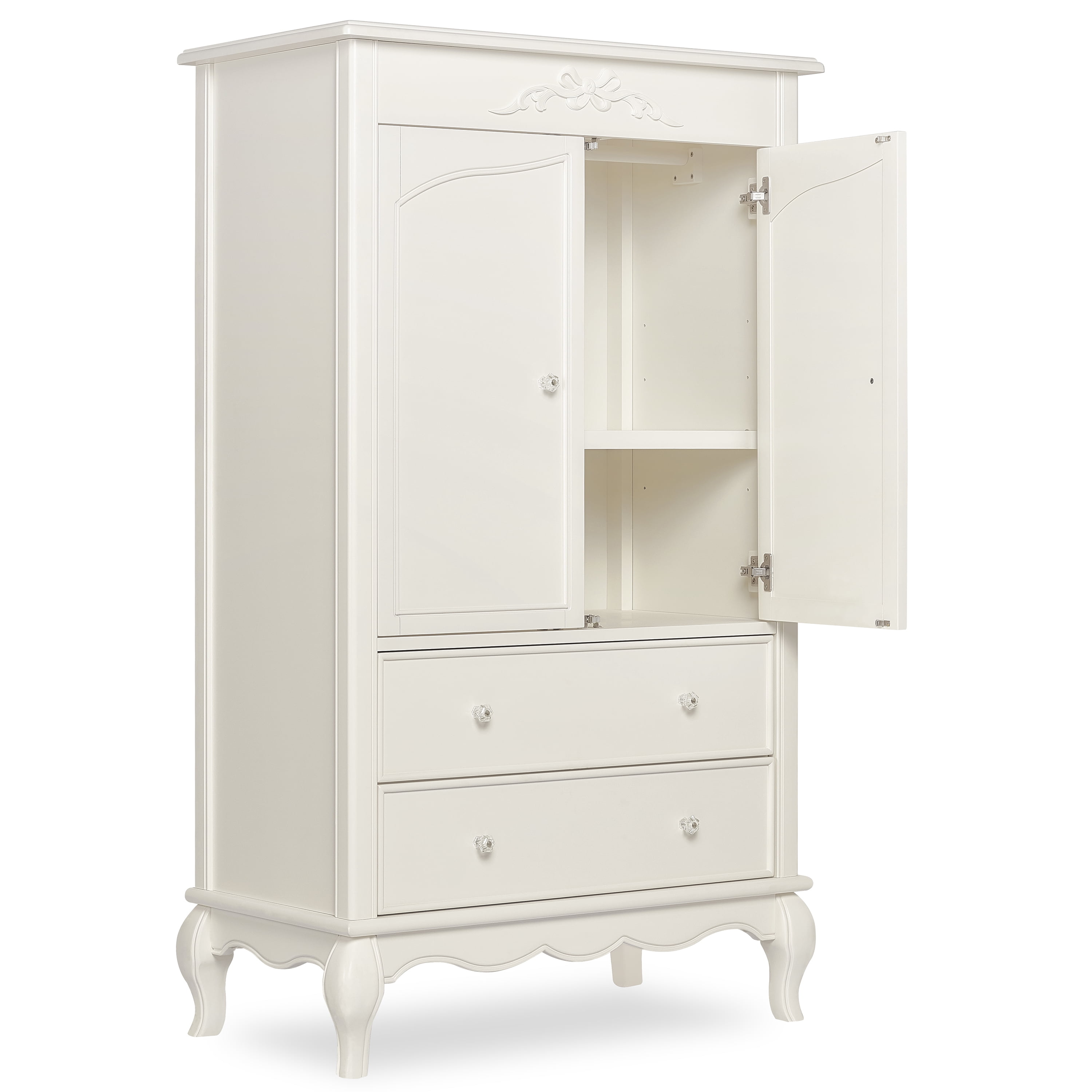 Evolur Armoire in Ivory Lace, Spacious Storage