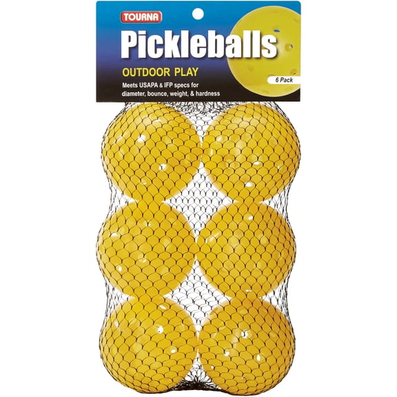 Tourna Strike Outdoor Pickleball, 6-Pack, USAPA Approved, Optic Yellow