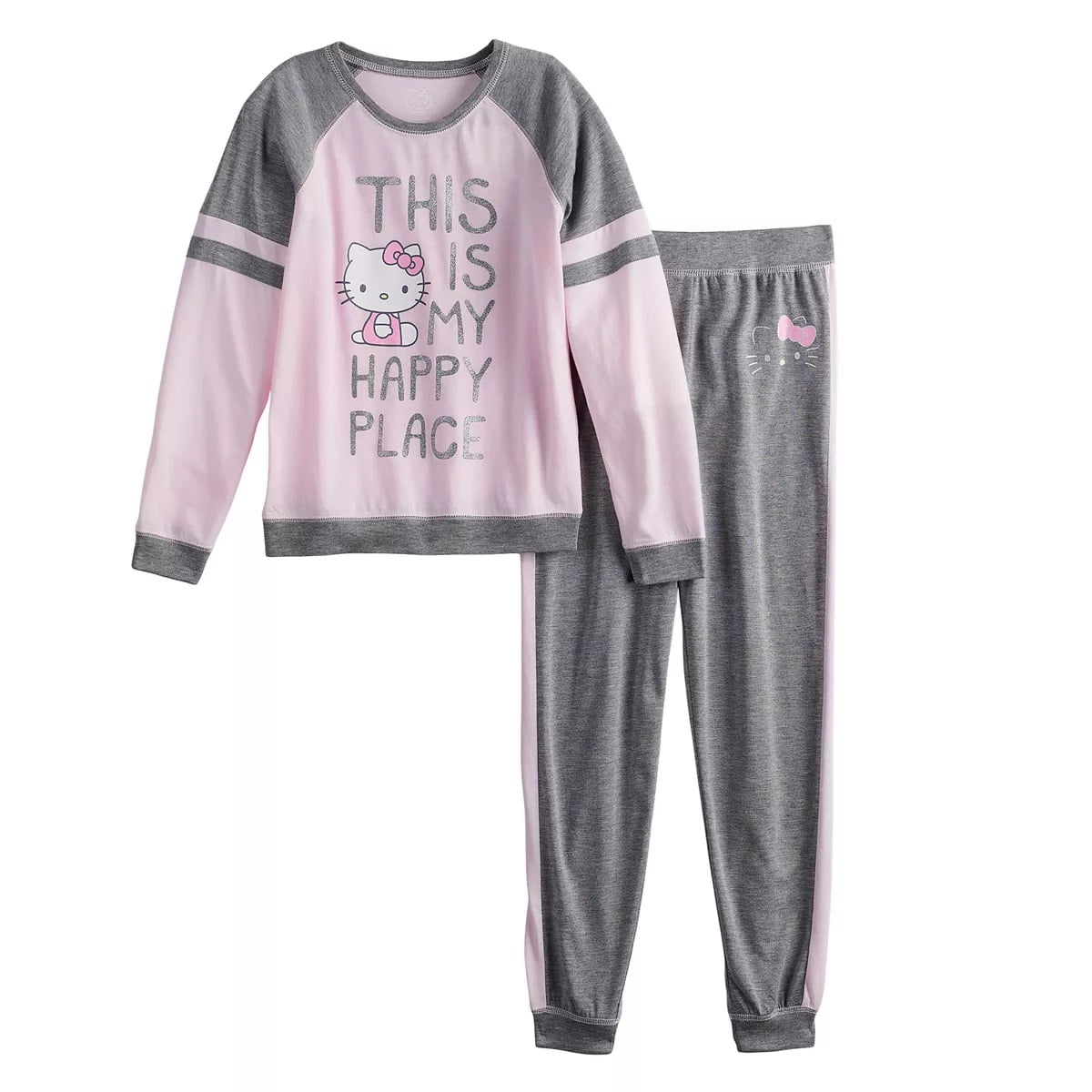 Hello Kitty Girls' Happy Place Top & Bottoms Pajama Set - Walmart.com