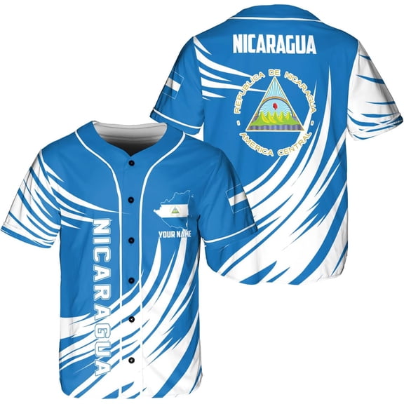 Personalized Nicaragua Baseball Jersey Shirt Name Nicaraguan Baseball Jersey for Men & Women Nicaraguan Camisas (S)