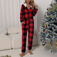 thumbnail image 6 of Christmas Homewear Nightwear Bodysuits for Women Fuzzy Full Zip Long Sleeve Hooded Sleepwear Rompers Jumpsuits, 6 of 9