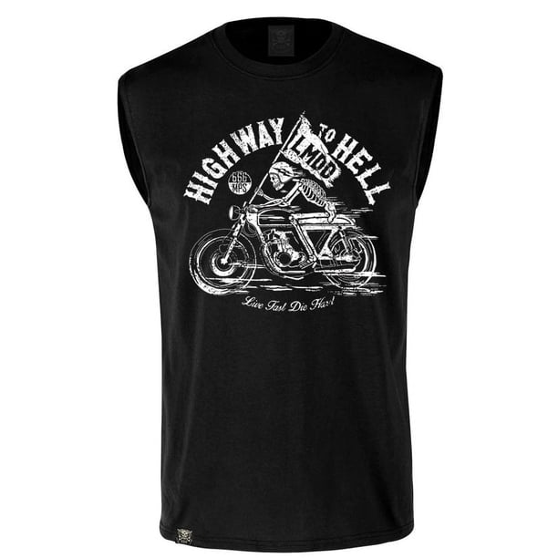 Playera Negra Sin Mangas Grande Highway to Hell