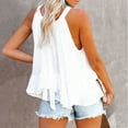 thumbnail image 6 of Women Summer Tops Women's Summertime Fashion O-neck Vest Layered Ruffles Print Sleeveless Top Camisoles Women Pack V Neck Shirt Juniors C9 Top Creme Bodysuit Thin Strap Out Tops Tube Cute White 2XL, 6 of 6