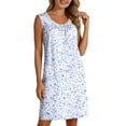 thumbnail image 2 of Oksale Floral House Dress for Women Lightweight Casual Henley Knee Length Pajama Dress with Pockets Cozy Sleeveless Nightgowns Multicolor L, 2 of 9