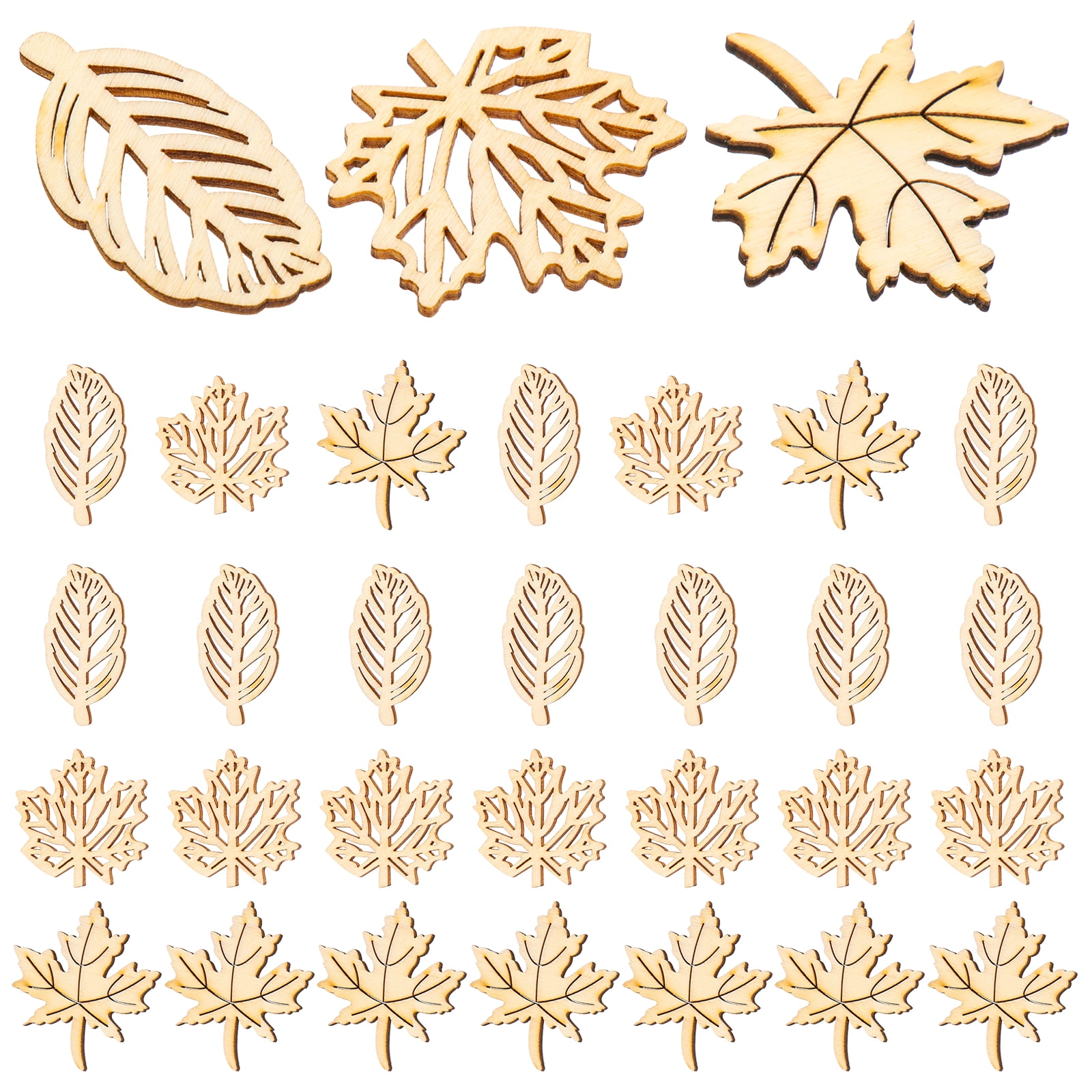  80 Pieces Unfinished Wood Cutouts Maple Leaves Wooden Crafts  Fall Leaves Shape Crafts Autumn Leaf Wooden Cutouts for DIY Craft Tags  Thanksgiving Party Nursery Home Decoration, 4 Styles
