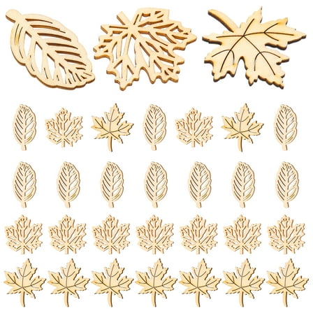 40 PCS Unfinished Cutouts Wooden Decoration Ornament