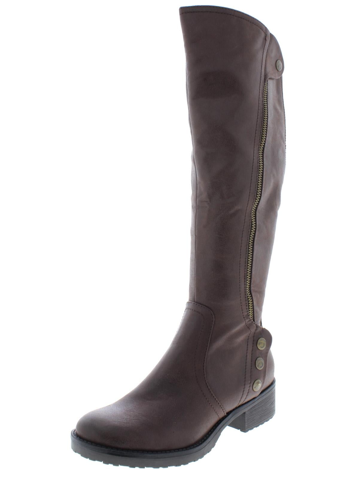 Baretraps Womens Oria Faux Leather Knee High Riding Boots Brown 5.5 Medium B M Walmart