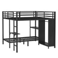thumbnail image 4 of King over Twin XL Bunk Bed, Metal Bunk Bed Frame with Built-in Wardrobe and Foldable Desk,Space-Saving/Noise Reduced, Black, 4 of 11