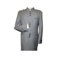 thumbnail image 3 of Mens Apollo  King  Banded Collarless suit Chinese Mandarin Wide leg AG93 Gray, 3 of 11