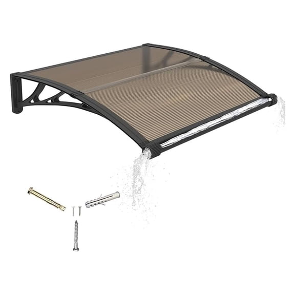 Awning for Door Entrance 40x48 Inches,Awnings for Doors with Separate Drainage,Front Door Awning Exterior,Polycarbonate UV, Rain, and Snow Protection for Porch,Patio,Window,Deck