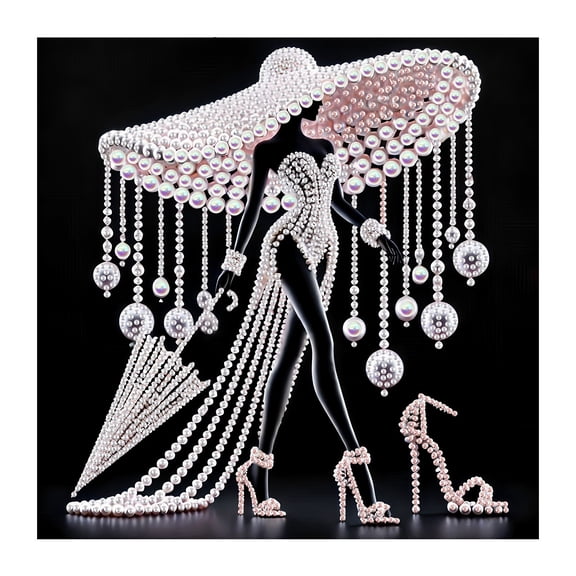 Fareti Elegant Lady DIY Rhinestone Art Kit 30x6x1.5 Inch, Full Drill Diamond Painting on Canvas with Female Figure Pattern, Home Wall Decor Craft Set