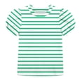 thumbnail image 2 of BRGZLK Girls Puff Sleeve Tops Kids Summer Striped Crewneck Short Sleeve T Shirts Soft Comfortable Casual Basic Tees Green 10-11Y, 2 of 8