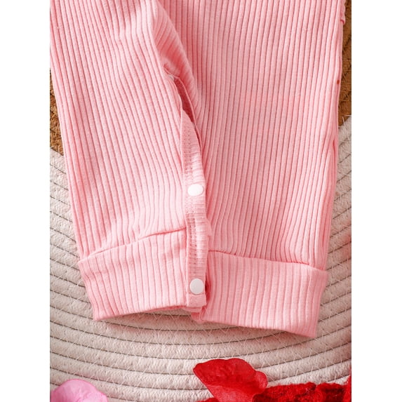 Bellafa Infant Baby Girl Valentines Jumpsuit My First Valentine's Day Onesie Romper Bodysuit 2-Pieces Newborn Spring Clothes,1-Pack