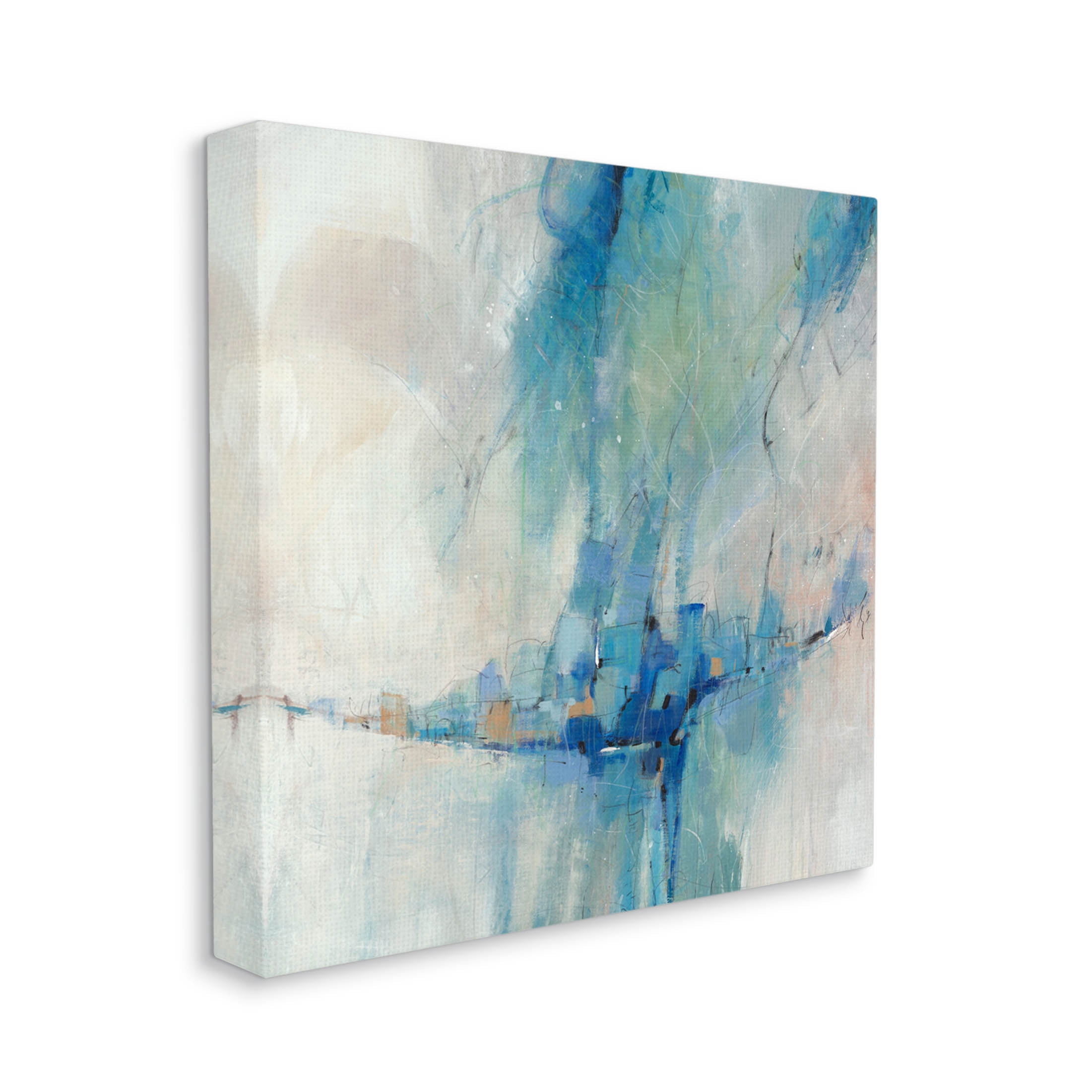 Stupell Industries Modern Blue Shapes Gathered Painting Gallery Wrapped Canvas Print Wall Art, Design by Tim OToole
