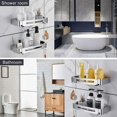 thumbnail image 3 of Organizador de baño con acabado mate, fabricado a mano con acero inoxidable 304 duradero para una fácil instalación y ahorro de espacio (plata), 3 of 5