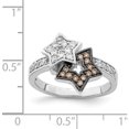 thumbnail image 4 of Sterling Silver Rhodium Clear & Champagne Cz Stars Ring (Size 7) Made In China qr2758-7, 4 of 5