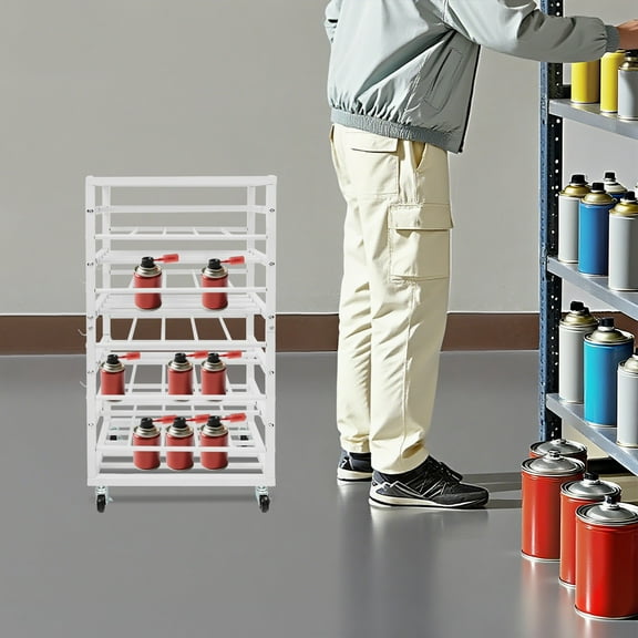 5 Tiers Rolling Paint Organizer Storage Rack, Paints Storage Cart,Iron Stand for Studios, Galleries