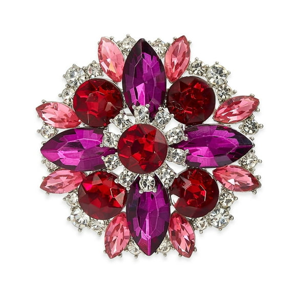 Charter Club Silver-Tone Multicolor Crystal Cluster Pin