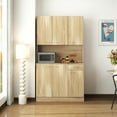 thumbnail image 3 of 70.87" Tall Wardrobe& Kitchen Cabinet, with 6-Doors, 1-Open Shelves and 1-Drawer for bedroom,Rustic Oak, 3 of 16