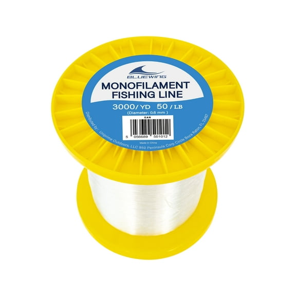 BLUEWING Monofilament Fishing Line 3000YD Clear Invisible Thin Diameter Fishing String Mono Fishing Line, Dia.0.6mm*3000YD*50LB