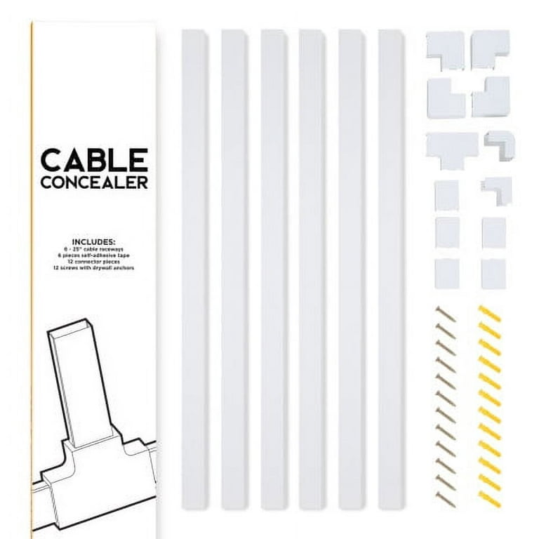 16 ft Cable management kit hide conceal organize cables  Dimensions 0.78 w  x 0.39 h x 48 l in - White color - EasyLife Tech by FAMATEL
