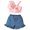 Pink bow, variant on WIBACKER 2Pcs Toddler Girl Summer Outfits One Shoulder Strap Croped Tank Top with Luxury Organza Bowknot and Jeans Shorts