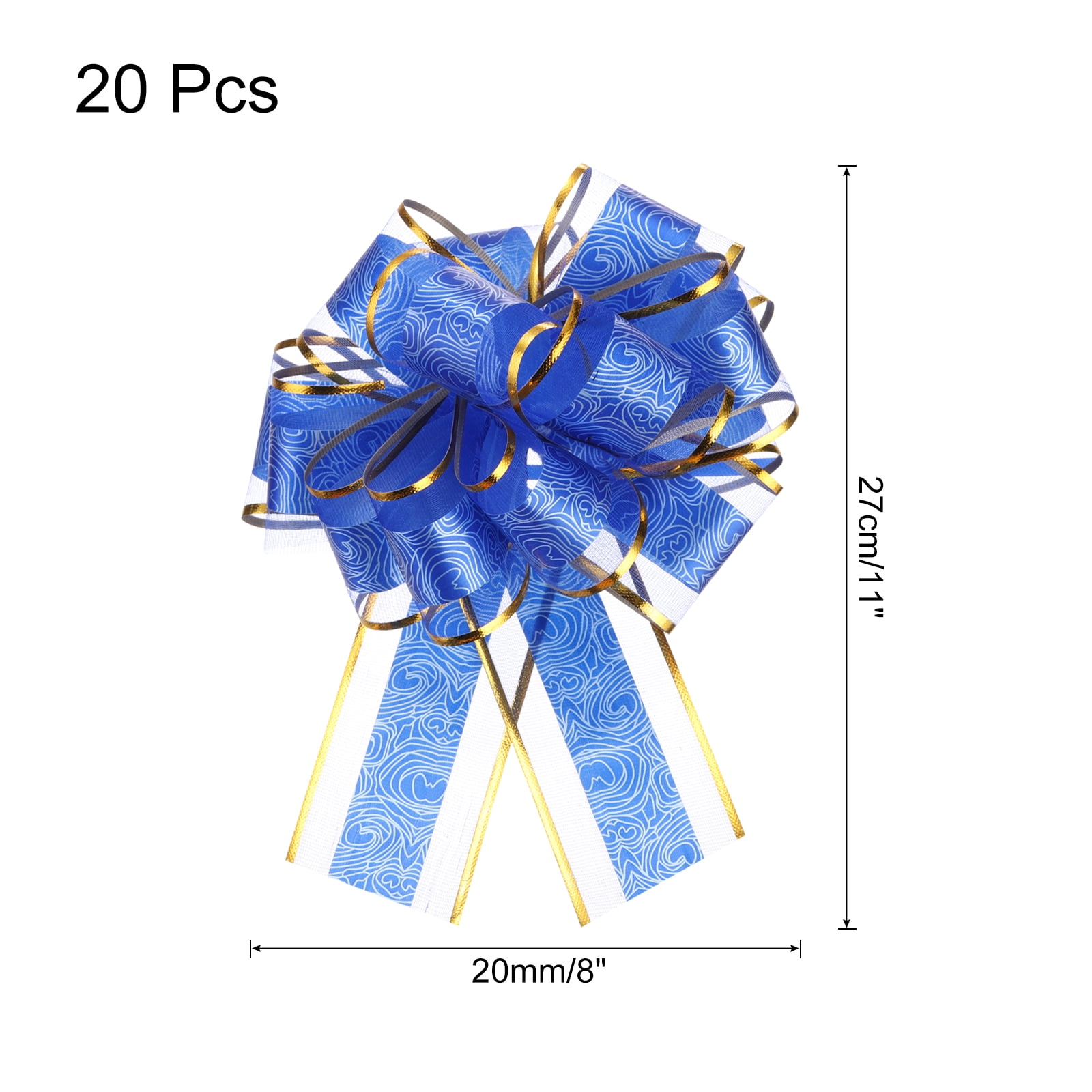 20pcs 8 Inch Large Pull Bow Gift Wrapping Bows Ribbon Organza Dark Blue for Wedding Presents Christmas Party